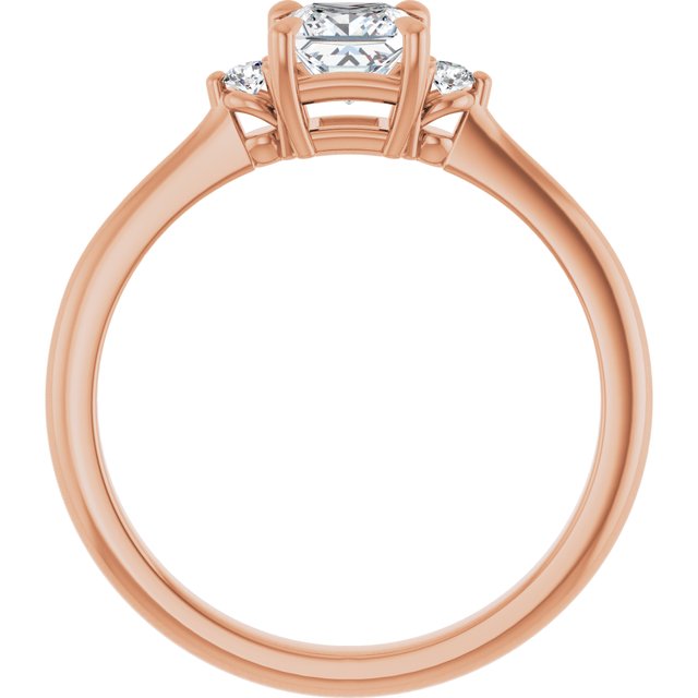 0.50 Carat Princess Cut Moissanite Three Stone Engagement Ring Rose Gold 2