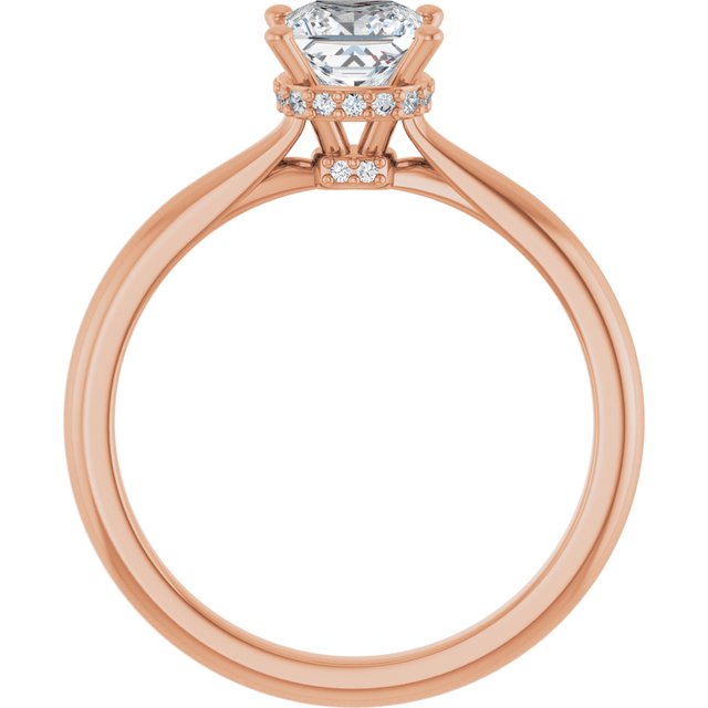 1.00 Carat Princess Cut Lab Grown Diamond Halo Engagement Ring Rose Gold 2