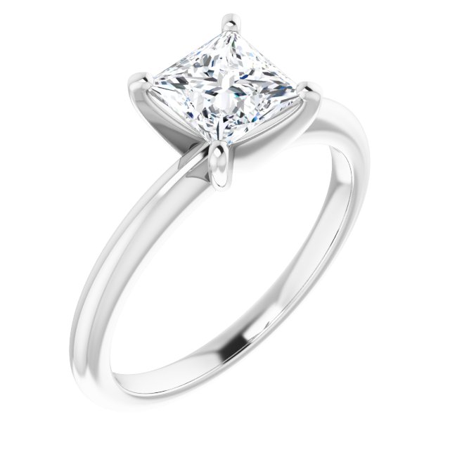 1.00 Carat Princess Cut Lab Grown Diamond Solitaire Engagement Ring White Gold 1