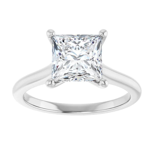 Continuum Silver Princess Brilliant Moissanite Solitaire Engagement Ring