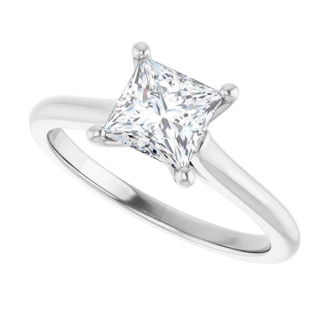 Continuum Silver Princess Brilliant Moissanite Solitaire Engagement Ring