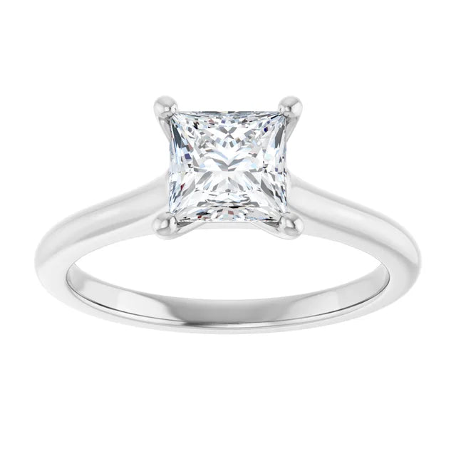 Continuum Silver Princess Brilliant Moissanite Solitaire Engagement Ring