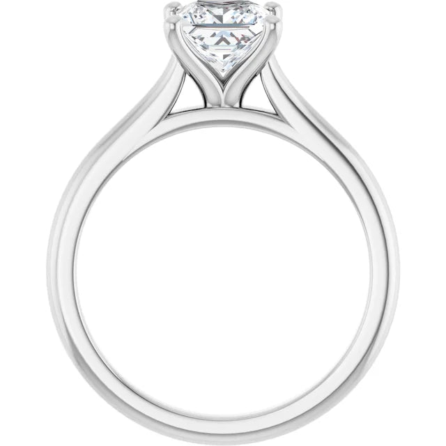 Continuum Silver Princess Brilliant Moissanite Solitaire Engagement Ring