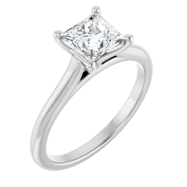 Continuum Silver Princess Brilliant Moissanite Solitaire Engagement Ring