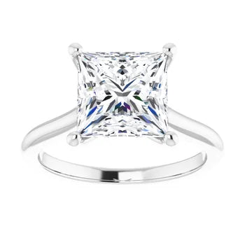 Continuum Silver Princess Brilliant Moissanite Solitaire Engagement Ring