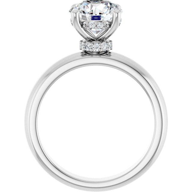 2.00 Carat Round Shape Moissanite Halo Engagement Ring