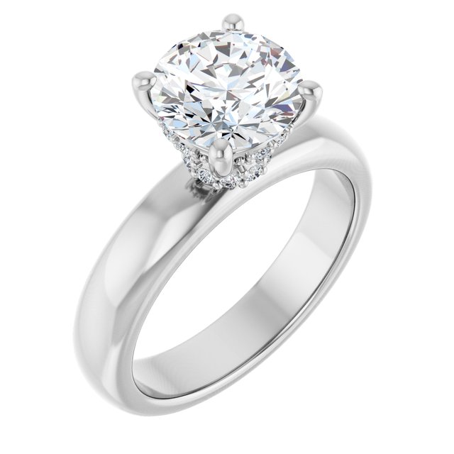 2.00 Carat Round Shape Moissanite Halo Engagement Ring