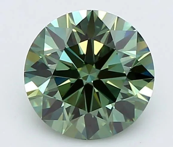 1.22ct Round Lab Grown Diamond (Colour Fancy Vivid Green, Clarity VVS1, Cut ID, IGI Certified)