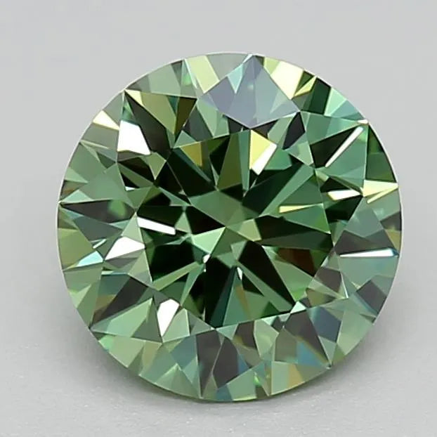 1.02ct Round Lab Grown Diamond (Colour Fancy Vivid Green, Clarity VVS1, Cut ID, IGI Certified)