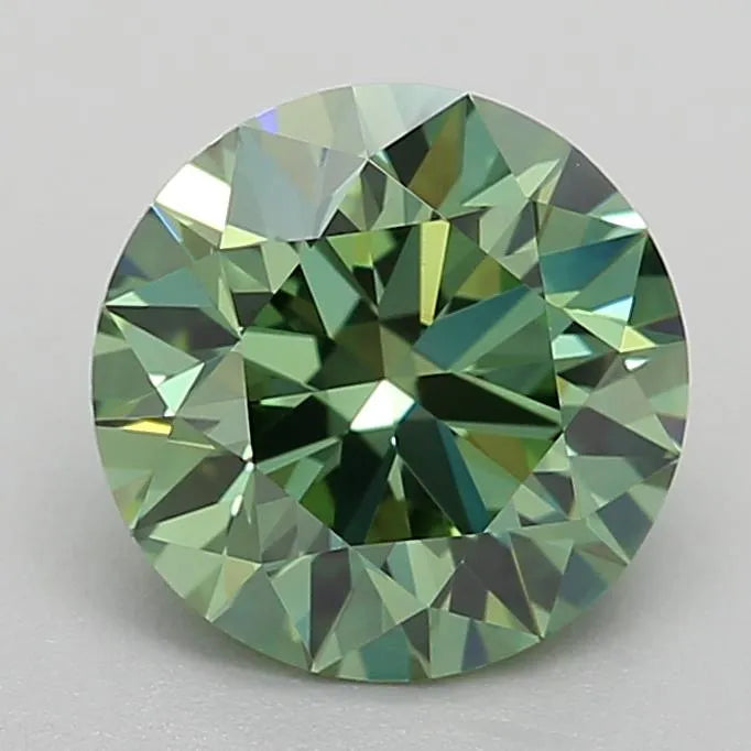 1.04ct Round Lab Grown Diamond (Colour Fancy Vivid Green, Clarity VVS1, Cut ID, IGI Certified)