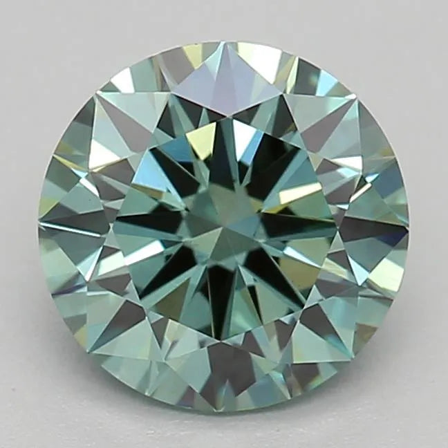 0.87ct Round Lab Grown Diamond (Colour Fancy Vivid Green, Clarity VVS2, Cut EX, IGI Certified)