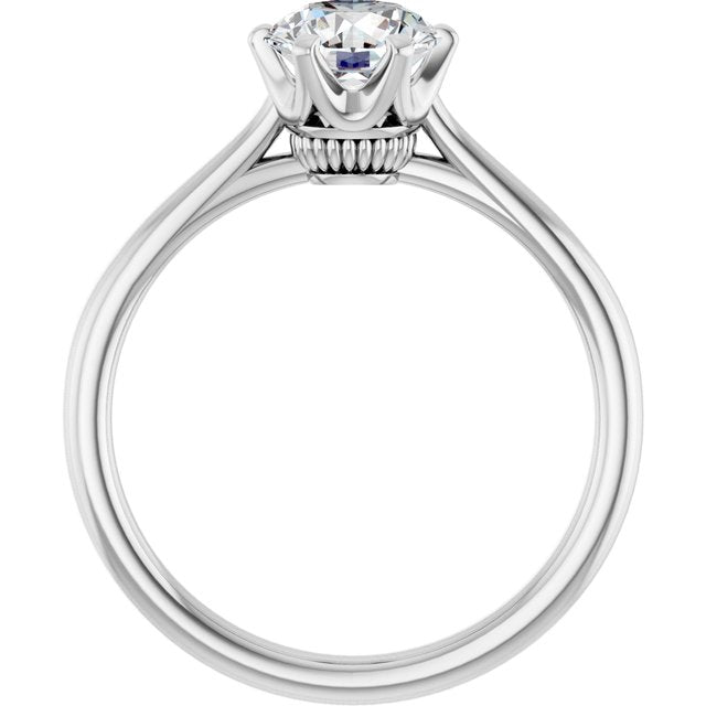 Continuum Silver Round Brilliant Moissanite Solitaire Engagement Ring