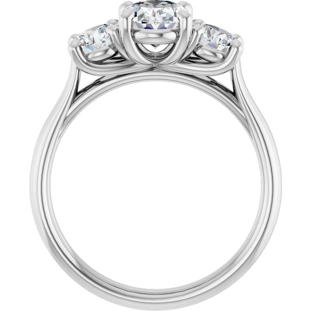 Continuum Silver Oval Brilliant Moissanite Trilogy Ring