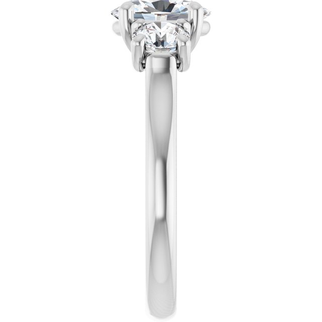 Continuum Silver Oval Brilliant Moissanite Trilogy Ring