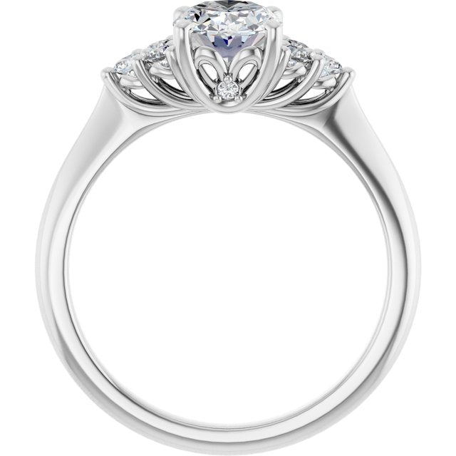 Continuum Silver Oval Brilliant Moissanite Accented Engagement Ring