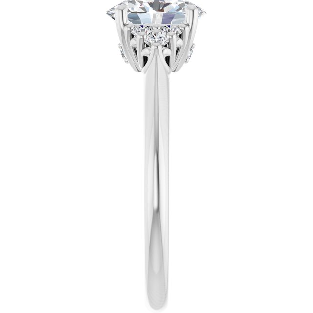 Continuum Silver Oval Brilliant Moissanite Accented Engagement Ring