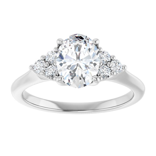 Continuum Silver Oval Brilliant Moissanite Accented Engagement Ring