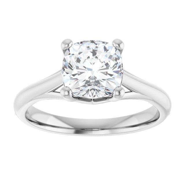 Continuum Silver Cushion Brilliant Moissanite Solitaire Engagament Ring