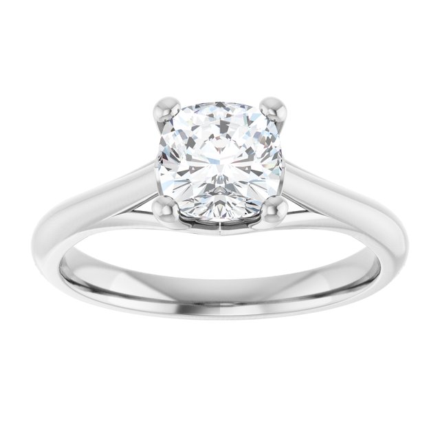 Continuum Silver Cushion Brilliant Moissanite Solitaire Engagament Ring