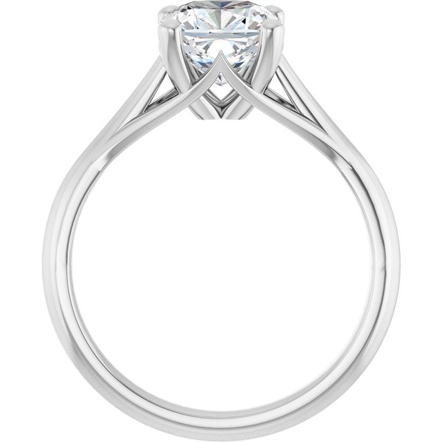 Continuum Silver Cushion Brilliant Moissanite Solitaire Engagament Ring