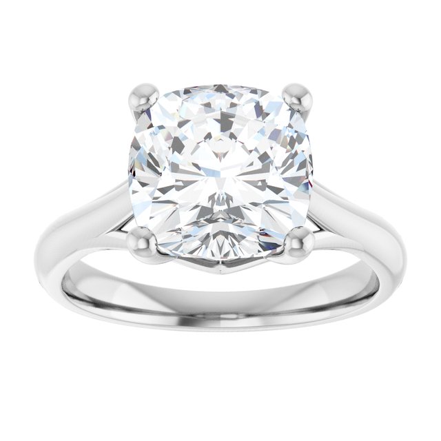 Continuum Silver Cushion Brilliant Moissanite Solitaire Engagament Ring