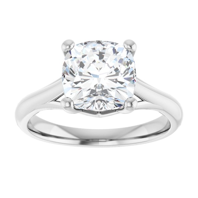 Continuum Silver Cushion Brilliant Moissanite Solitaire Engagament Ring