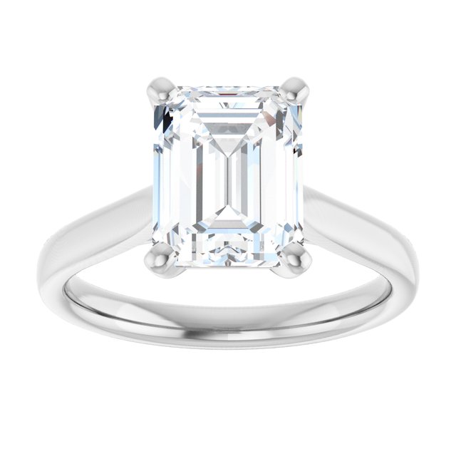 Continuum Silver Emerald Shape Moissanite Solitaire Engagement Ring