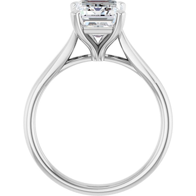 Continuum Silver Emerald Shape Moissanite Solitaire Engagement Ring