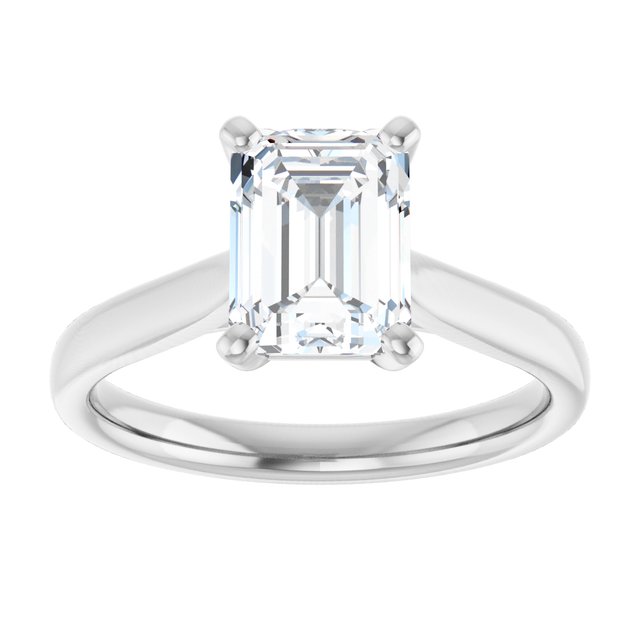 Continuum Silver Emerald Shape Moissanite Solitaire Engagement Ring