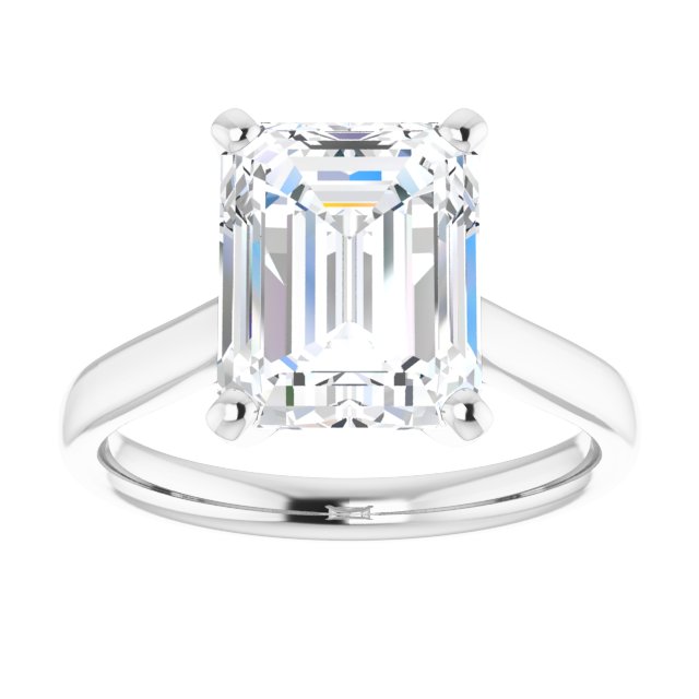 Continuum Silver Emerald Shape Moissanite Solitaire Engagement Ring