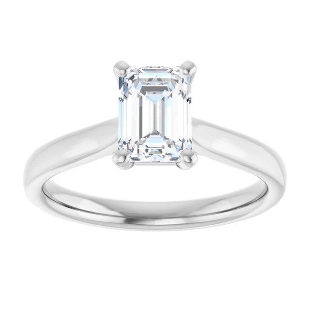 Continuum Silver Emerald Shape Moissanite Solitaire Engagement Ring