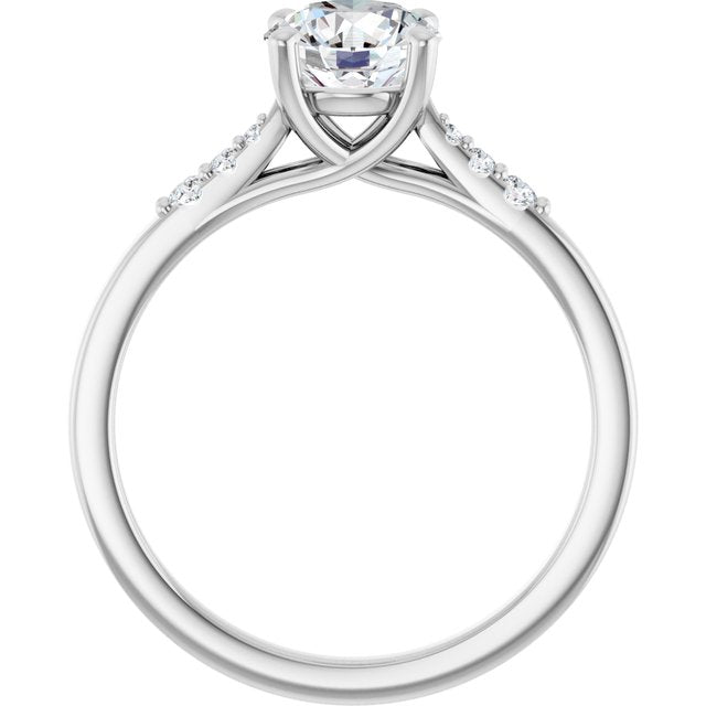 Continuum Silver Round Brilliant Moissanite Accented Engagement Ring