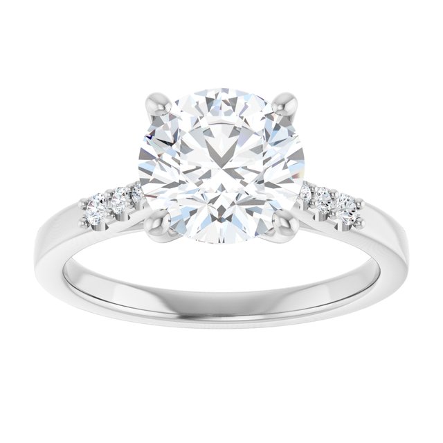Continuum Silver Round Brilliant Moissanite Accented Engagement Ring