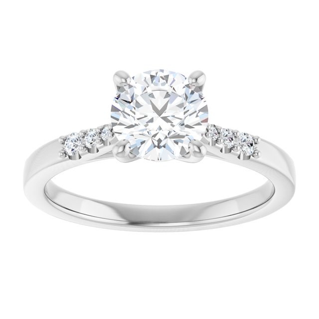 Continuum Silver Round Brilliant Moissanite Accented Engagement Ring