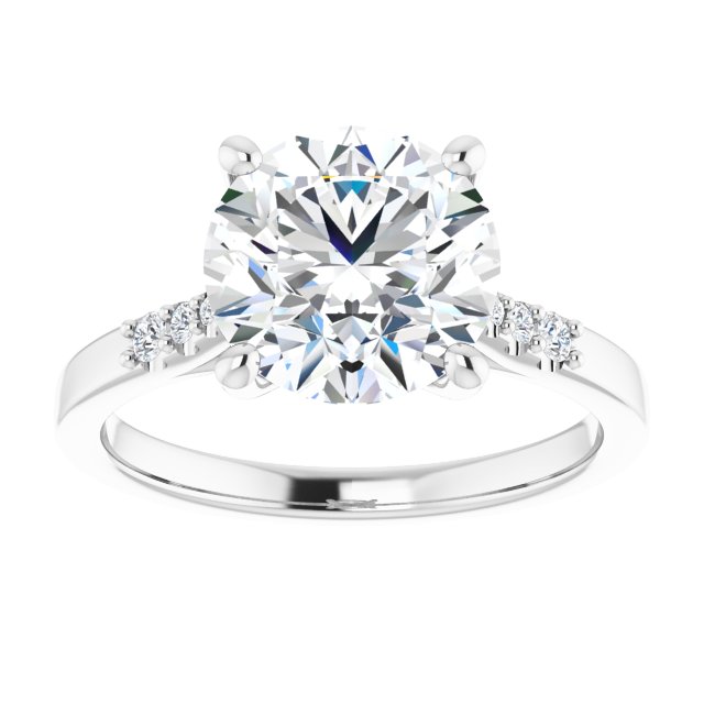 Continuum Silver Round Brilliant Moissanite Accented Engagement Ring