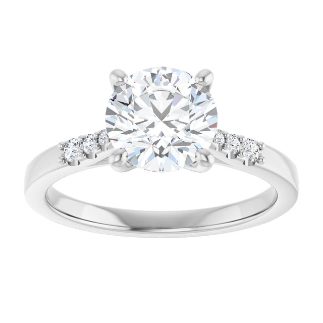 Continuum Silver Round Brilliant Moissanite Accented Engagement Ring