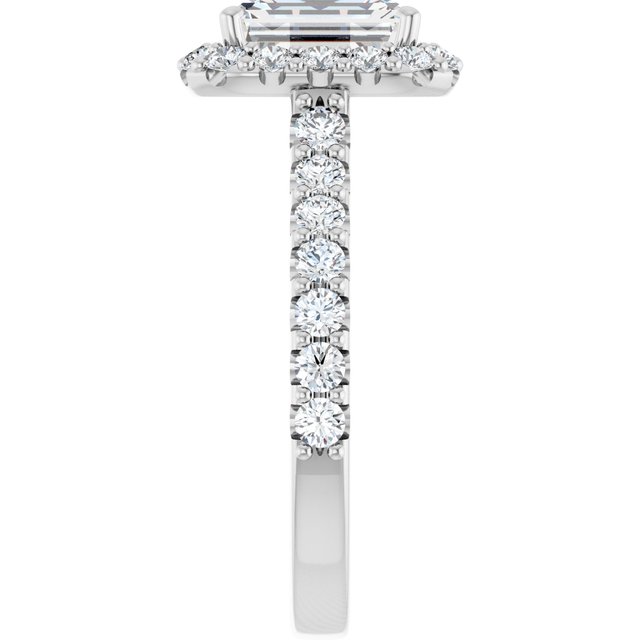 Continuum Silver Emerald Shape Moissanite Accented Engagement Ring