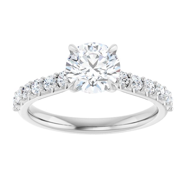 Continuum Silver Round Brilliant Moissanite Accented Engagement Ring
