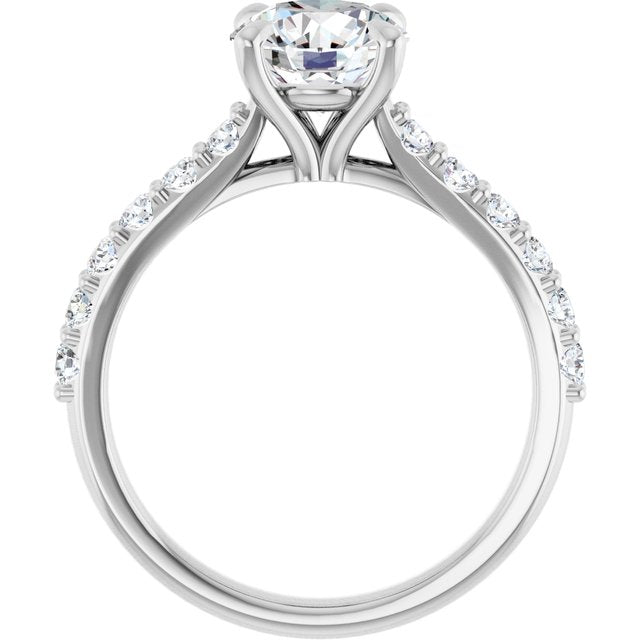 Continuum Silver Round Brilliant Moissanite Accented Engagement Ring