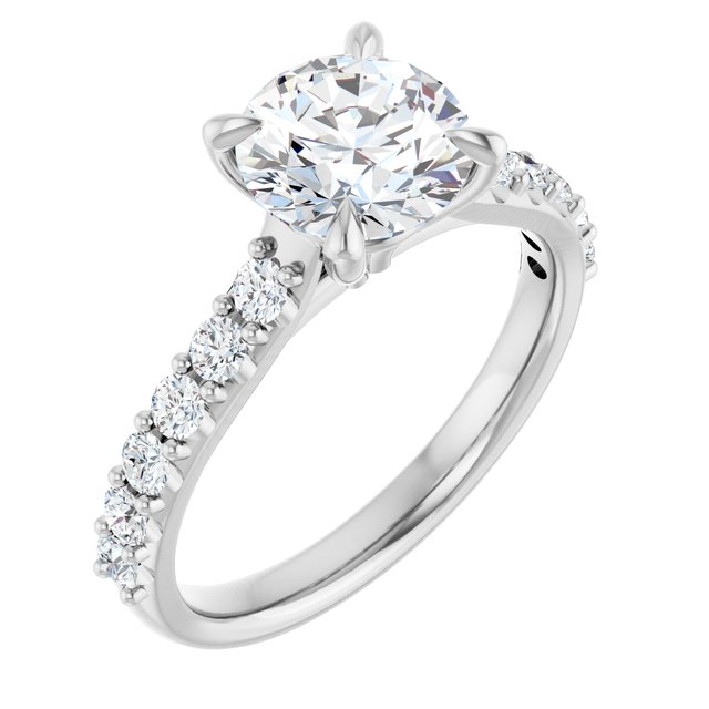 Continuum Silver Round Brilliant Moissanite Accented Engagement Ring