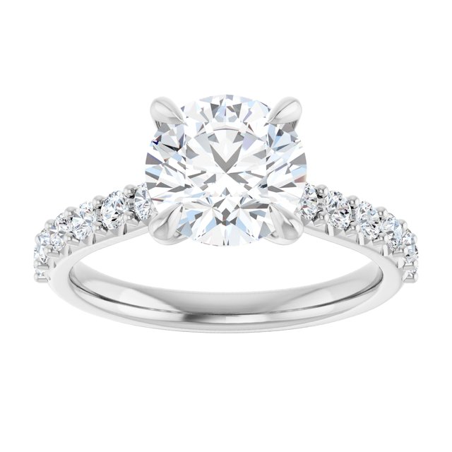 Continuum Silver Round Brilliant Moissanite Accented Engagement Ring