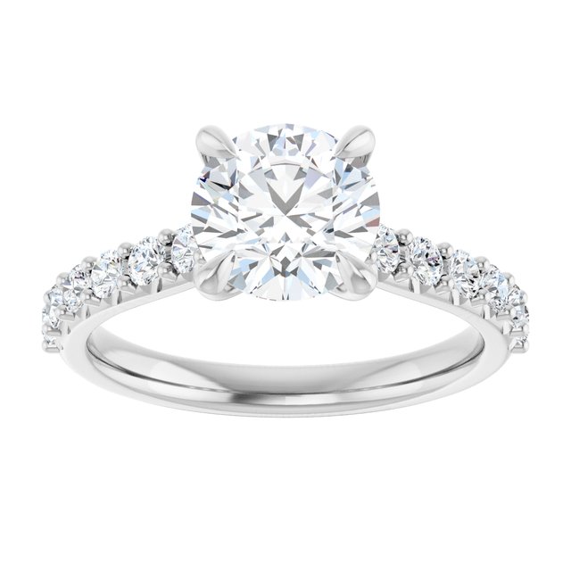 Continuum Silver Round Brilliant Moissanite Accented Engagement Ring