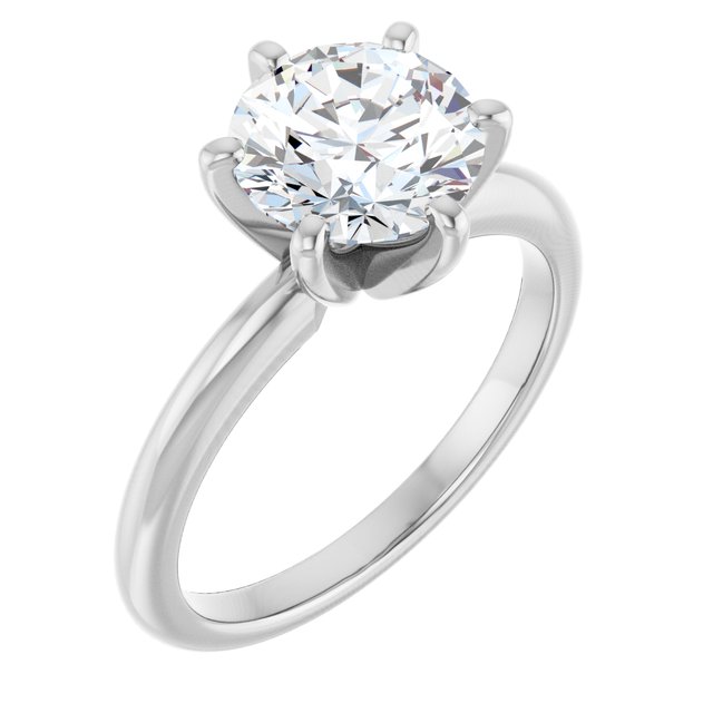Two Carat Round Brilliant Shape Moissanite Solitaire Engagement Ring