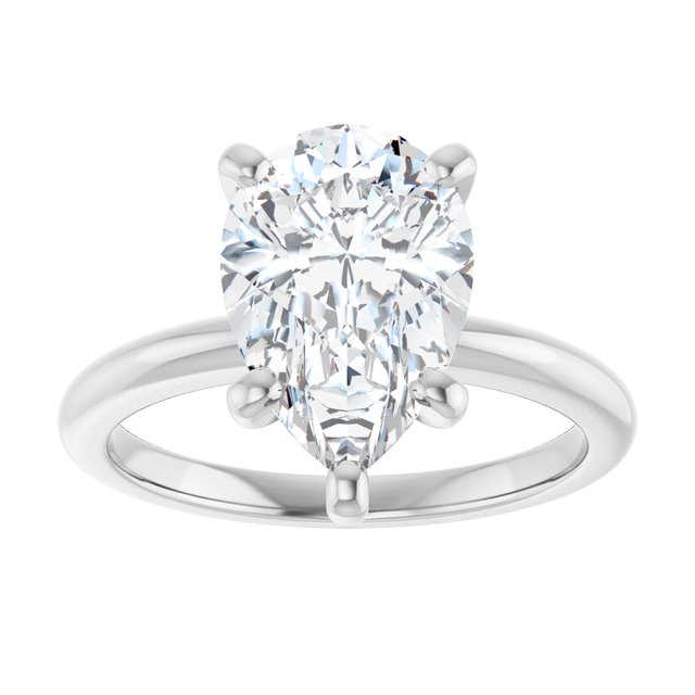 Two Carat Pear Shape Moissanite Solitaire Engagement Ring