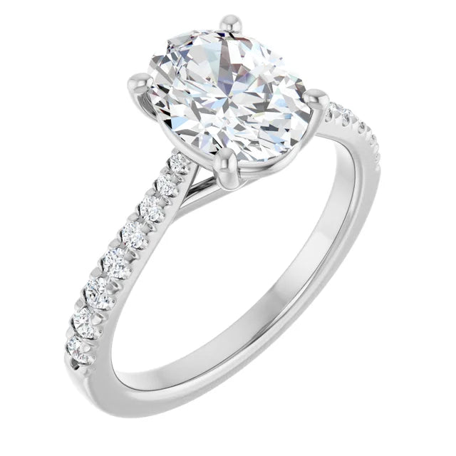 Continuum Silver Oval Brilliant Moissanite Engagement Ring
