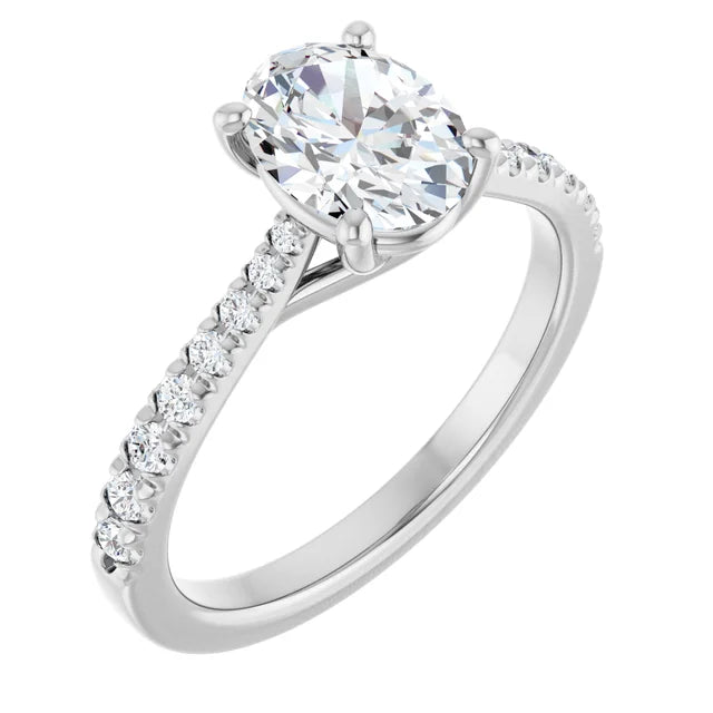 Continuum Silver Oval Brilliant Moissanite Engagement Ring