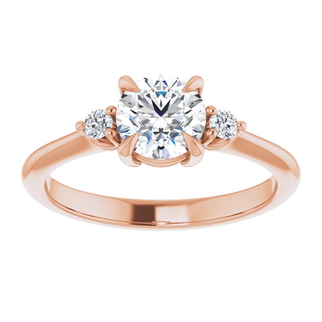 3/4 Carat Round Shape Moissanite Three Stone Engagement Ring