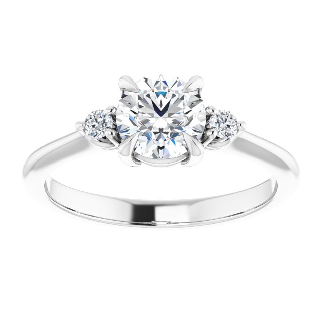 3/4 Carat Round Shape Moissanite Three Stone Engagement Ring