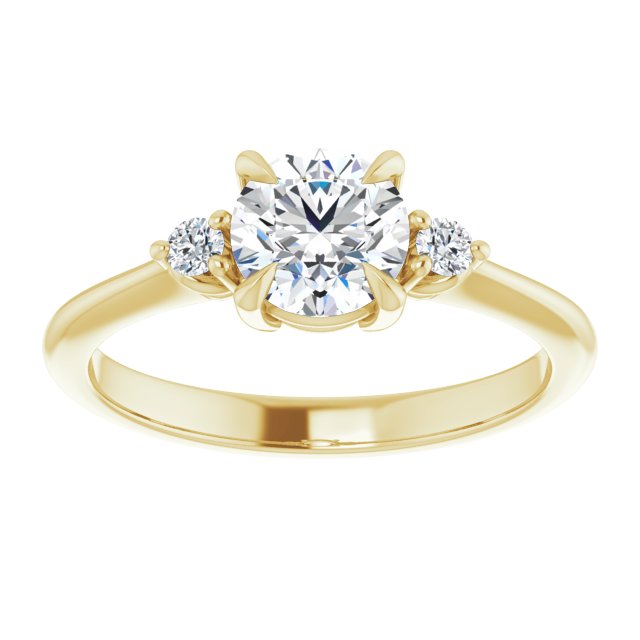 3/4 Carat Round Shape Moissanite Three Stone Engagement Ring