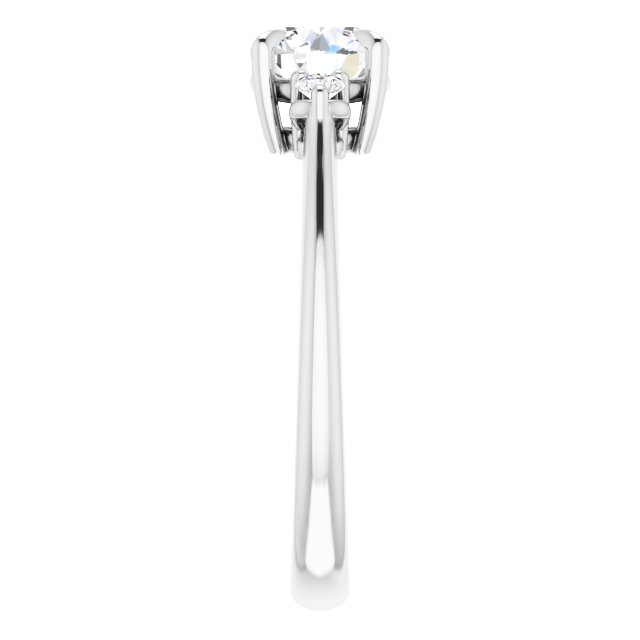 3/4 Carat Round Shape Moissanite Three Stone Engagement Ring